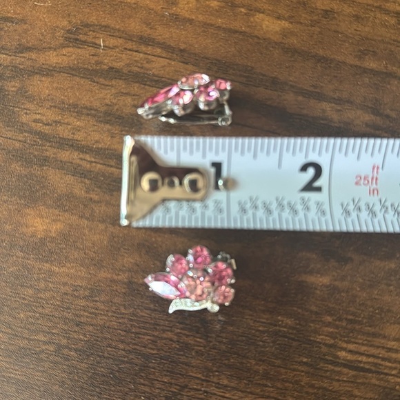 Vintage Signed Eisenberg Ice Pink White Rhinestone Cluster Clip On Earrings - Picture 8 of 8
